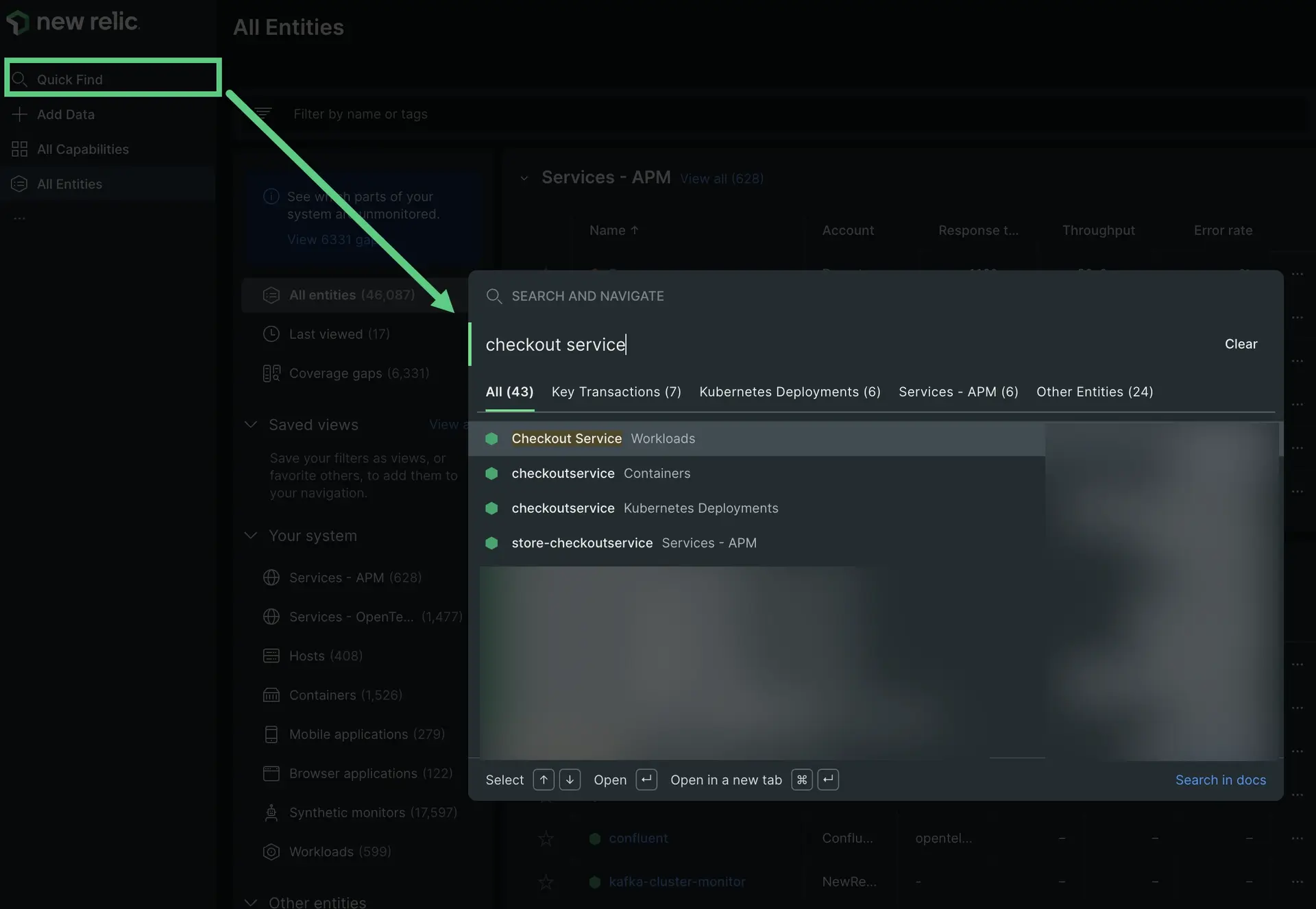 New Relic platform search New Relic platform search