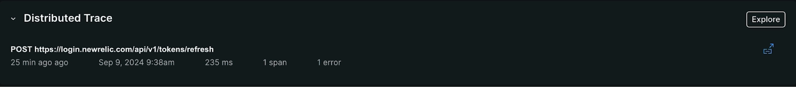 Request errors distribute trace section Screenshot of the request errors distribute trace section